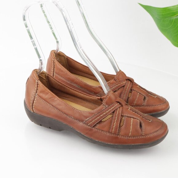 Clarks Womens Ordell Ava Slip On Shoes Size 7.5 Tan Brown Leather Loafer Flats - Picture 11 of 11